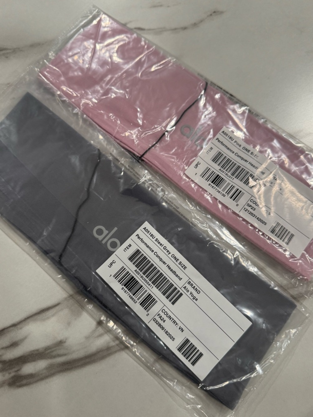 ALO Yoga Performance Training Headband Duo - Pink & Steel Gray (BOTH)